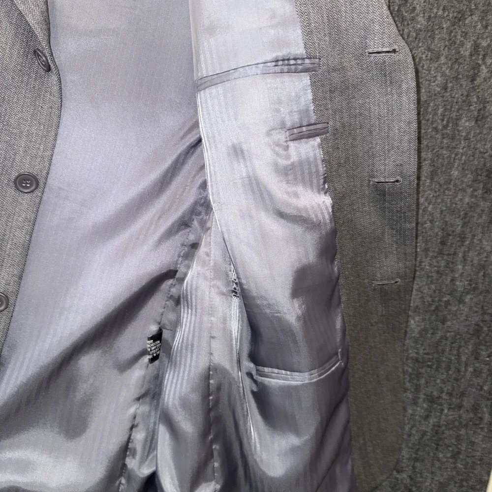 Zagato Blazer Men Super‎ 100's 48R Wool Gray Pockets Suit Jacket Padded Shoulder